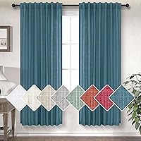Vista 48 de Cortinas blancas estilo casa de campo de 108 pulgadas de largo para la sala de estar; juego de 2 paneles con pestaña trasera, bolsillo para barra