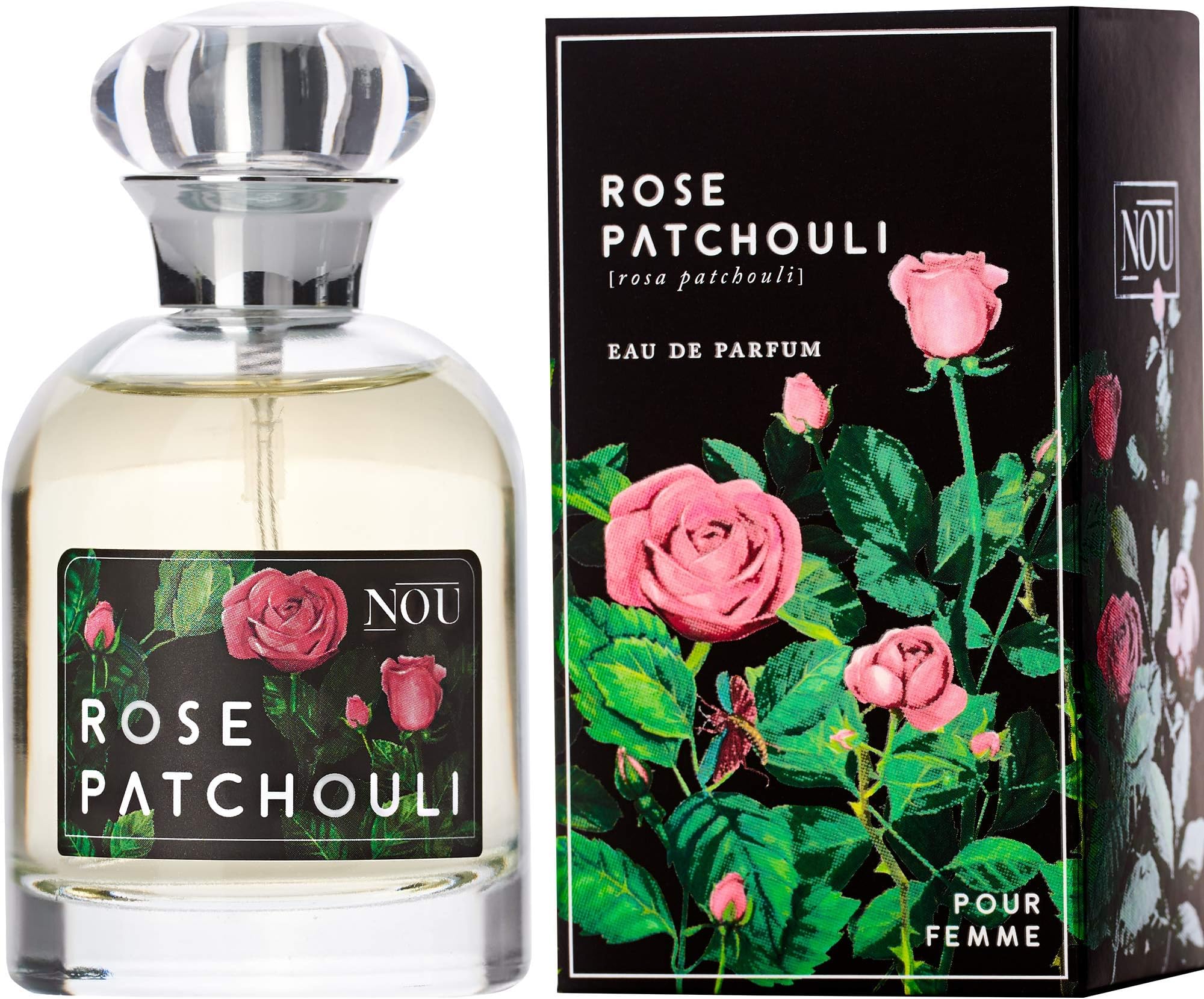 NOU Rose and Patchouli Perfume - Floral With Sweet, Citrus Notes - Natural for Women With Pure Essential Oils - Fresh Smelling - 1.7 fl oz EDP