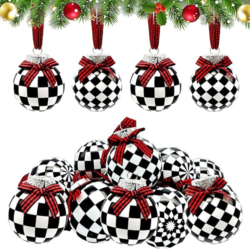 12 Pieces Black and White Winter Balls Black and White