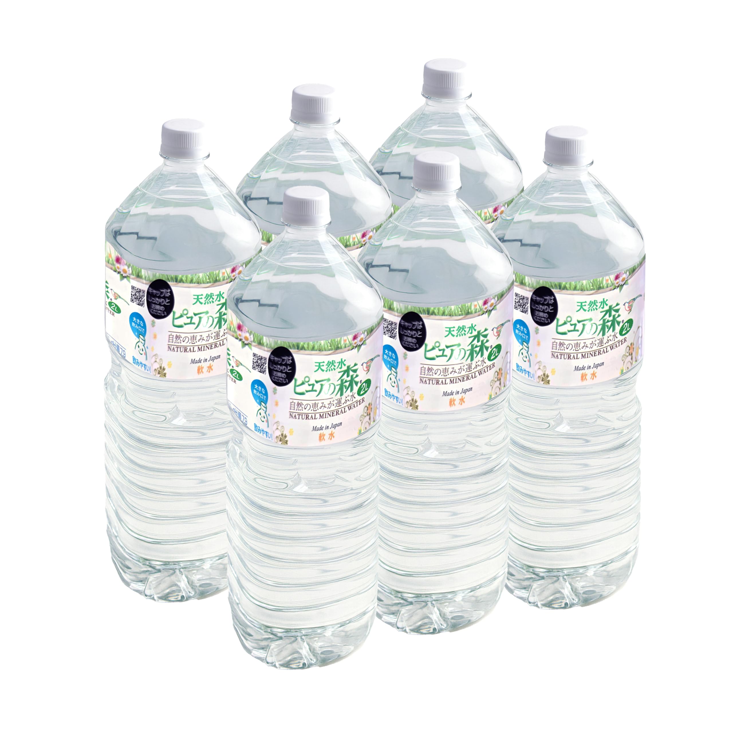 Amazon.co.jp: 【みのる商事】天然水 ピュアの森 2L、6本 PET｜名水百