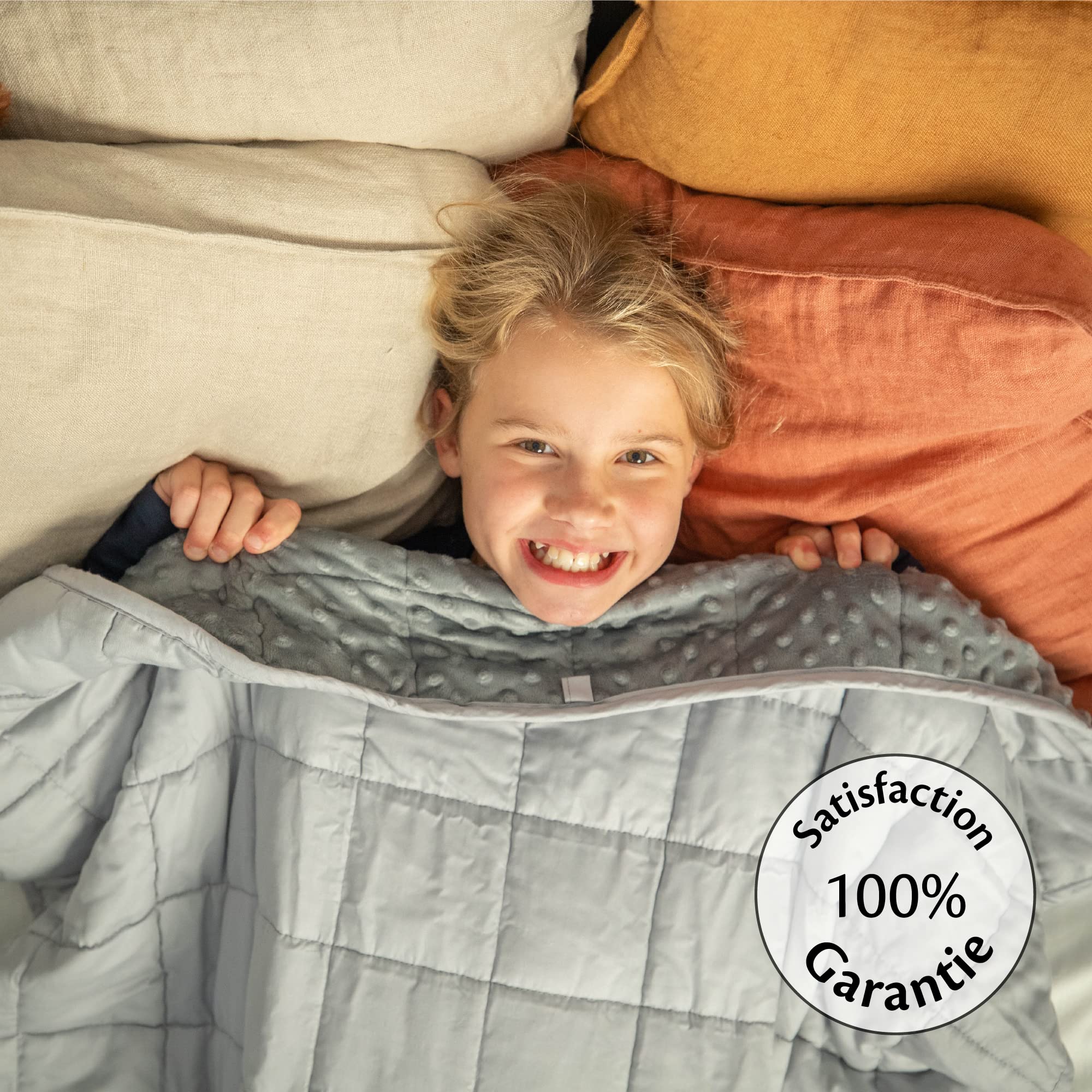 Couverture Lestée Ella 9kg 150x200cm - Perles De Verre - Coton Doux - Relaxante Adulte