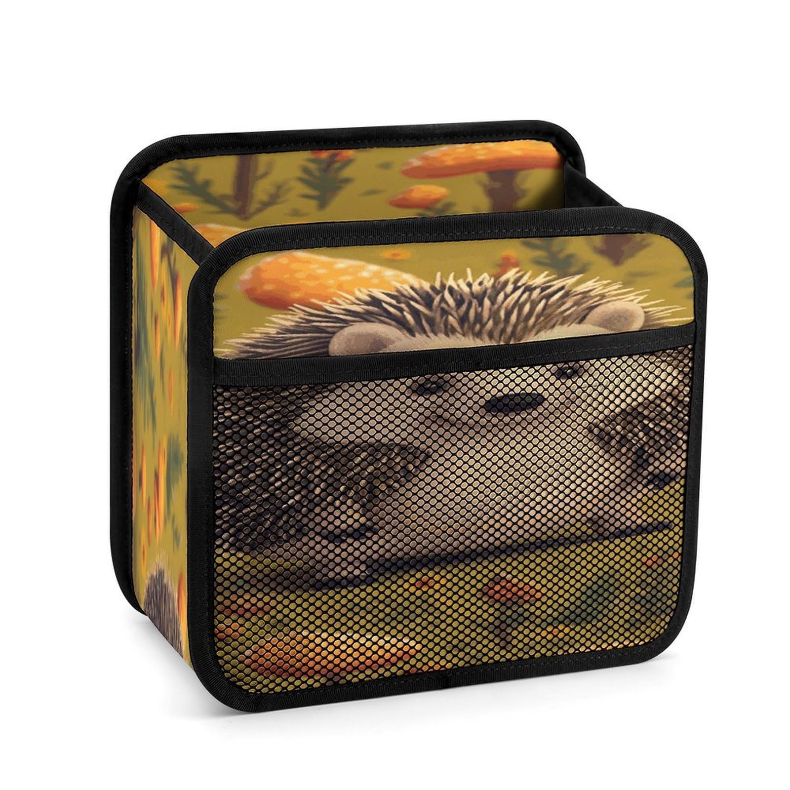 Btcowzrv Style Hedgehog Car Seat Back Organizer, Pu Leather Hanging Backseat Car Organizer With Elastic Mesh Pocket, Storage Bag For Most Vehicles