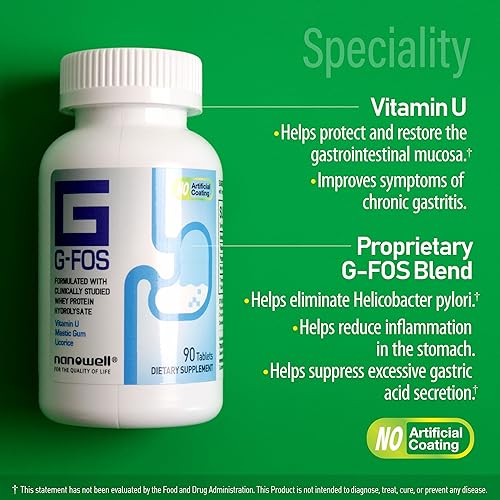 Miniatura 4 de Suplemento de salud digestiva G-FOS, vitamina U, 90 tabletas x 2 botellas durante 2 meses (180 unidades)