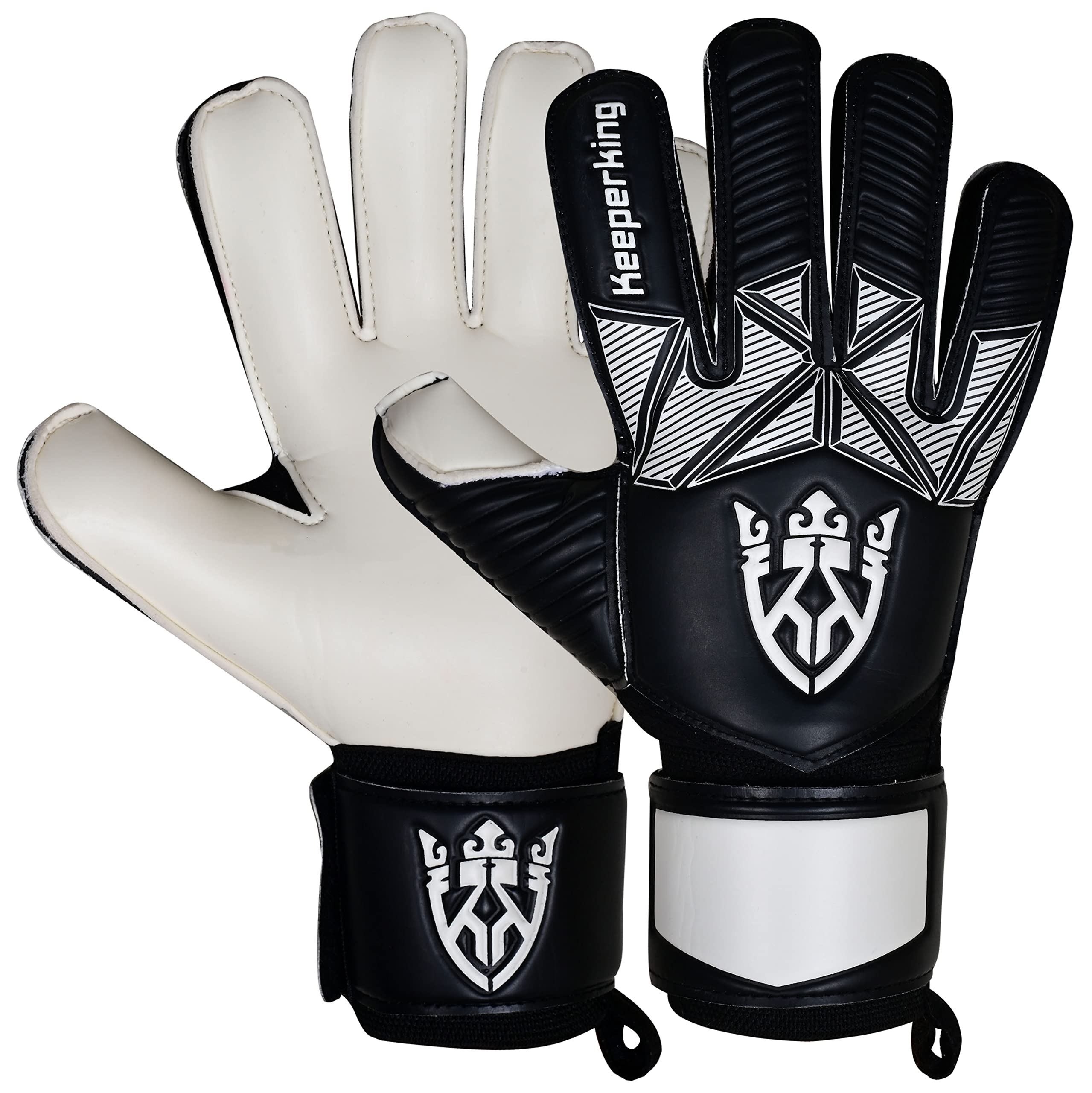 Keeperking - Guanti da portiere per bambini, ragazzi, adulti, senza salva dita, 4 mm, durevoli, in lattice, unisex