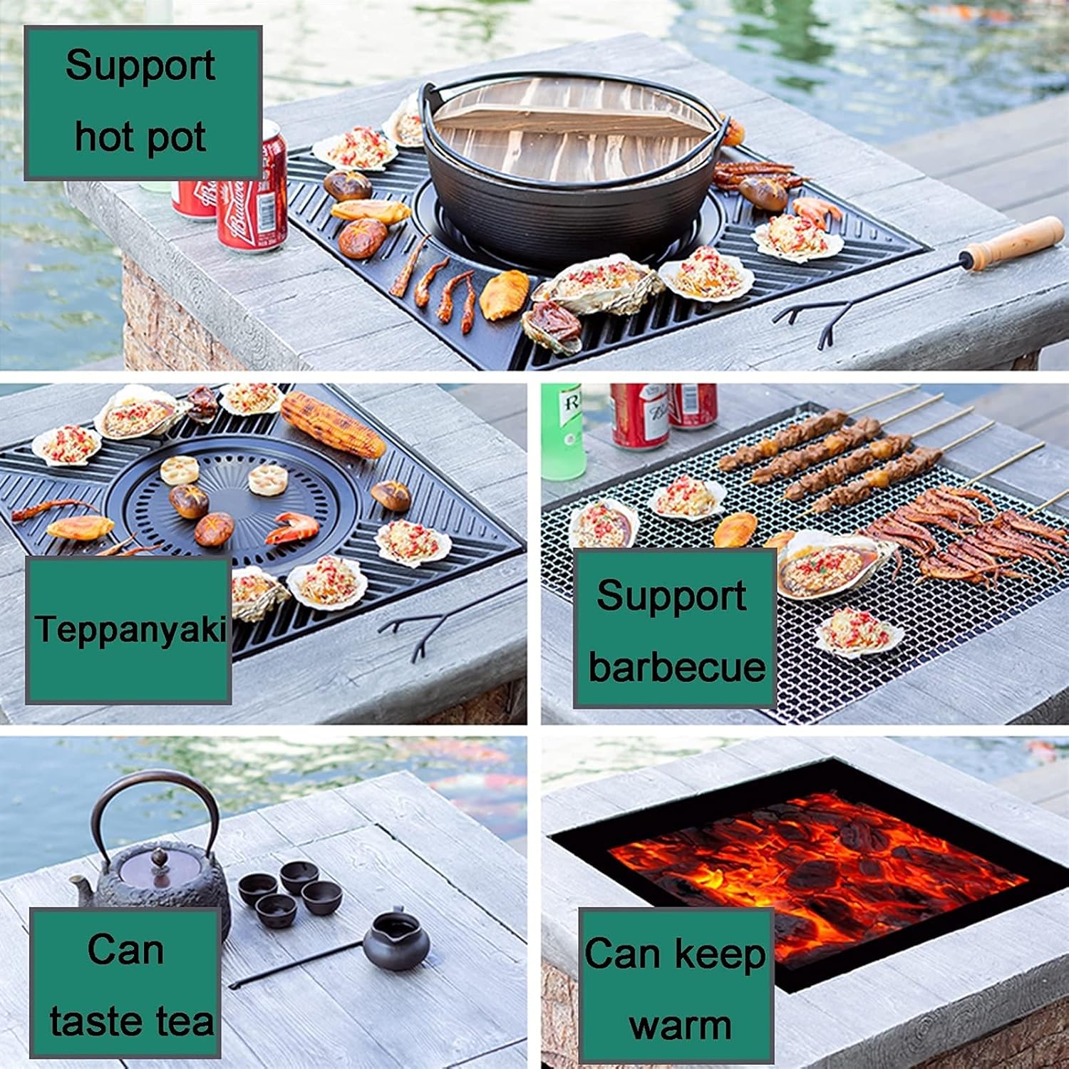 Fire Pit Outdoor fire Pit Set, Square Wood Burning fire Pit, with Spark Screen, Courtyard d Garden Barbecue fire Pit Set