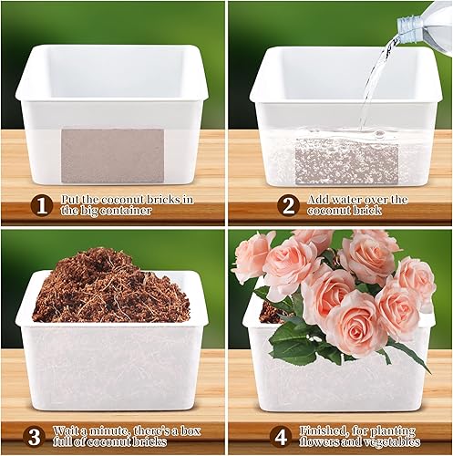 Miniatura 7 de Ladrillo de fibra de coco de 12.6 galones, paquete de 6 sustratos de fibra de coco de primera calidad, 100% cáscara de coco comprimida orgánica,