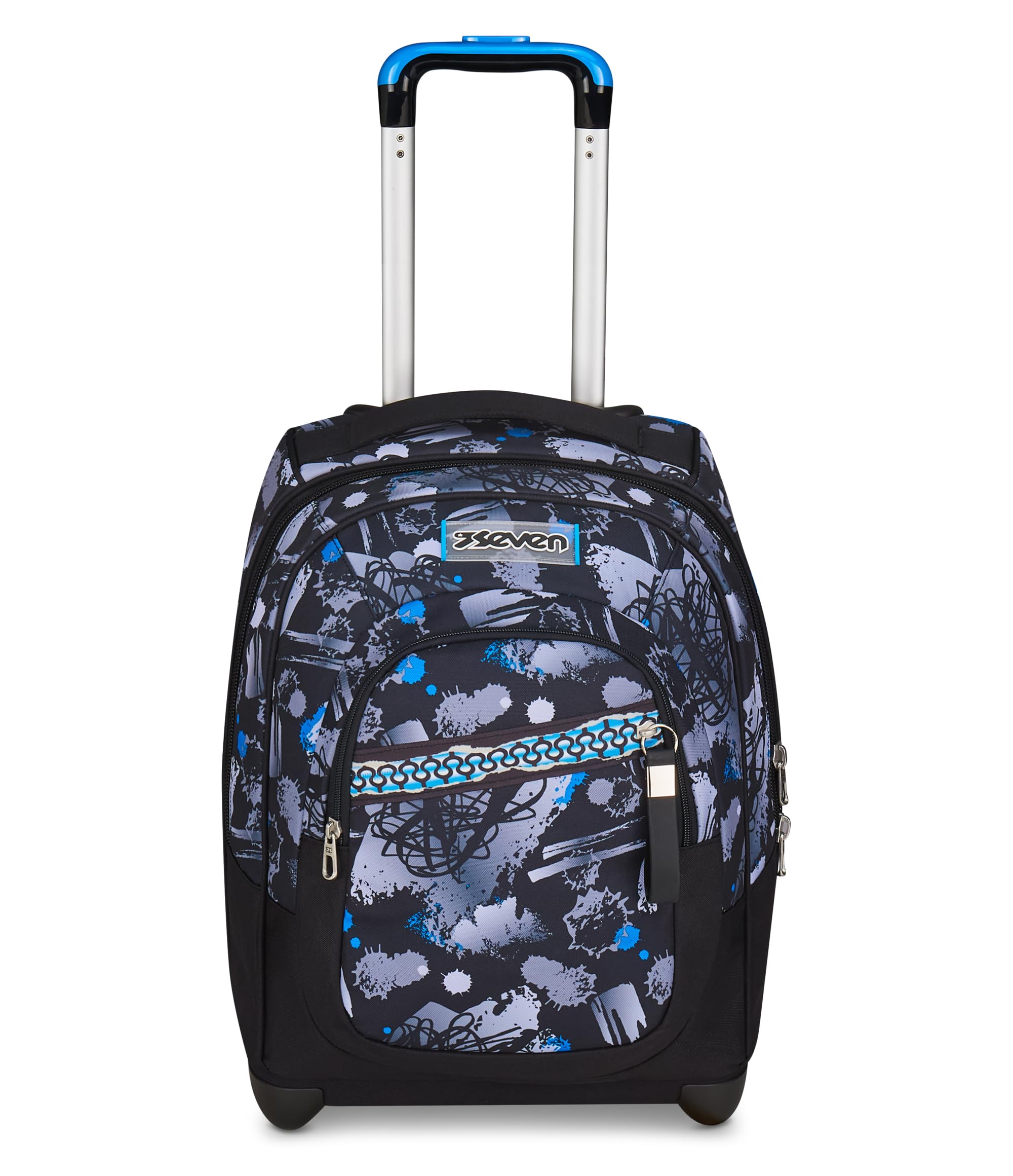 Seven Zaino Trolley, Scuola Elementare, Doppio Uso, Doppio Scomparto, Spallacci a Scomparsa, Bambino, Hue & Writes, nero/blu
