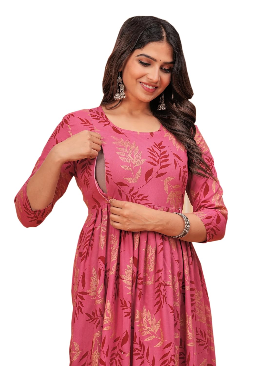 Rayon Floral Regular Maternity Kurta for Womens Gown