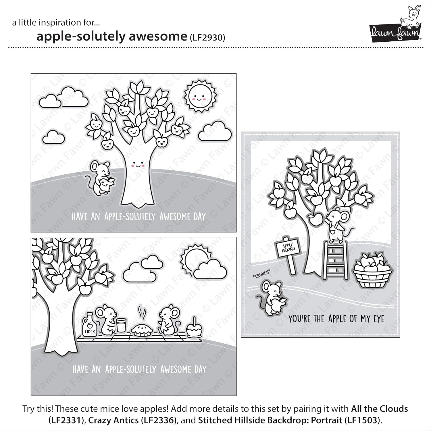 LAWN FAWN Apple-Solutely Awesome Clear Stamps 4"X6"