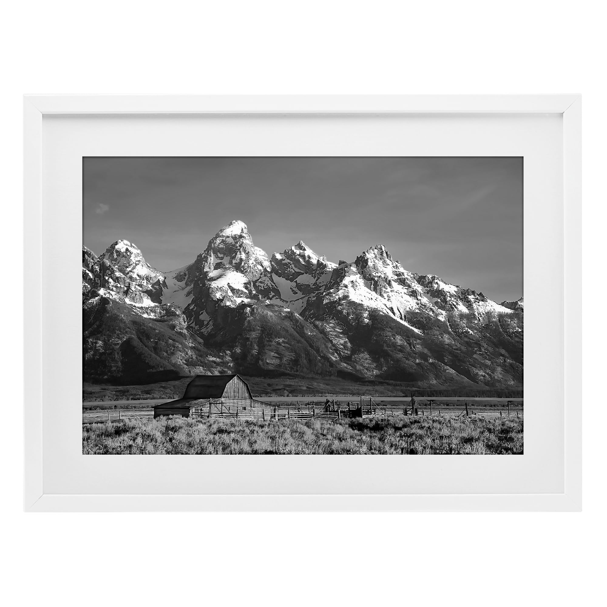 Stupell Industries 'John Moulton Barn Landscape', Framed Print Under Glass, White, 23 x 17 Inches, Easy to Hang and Sturdy, Made in USA, by Steve Toole