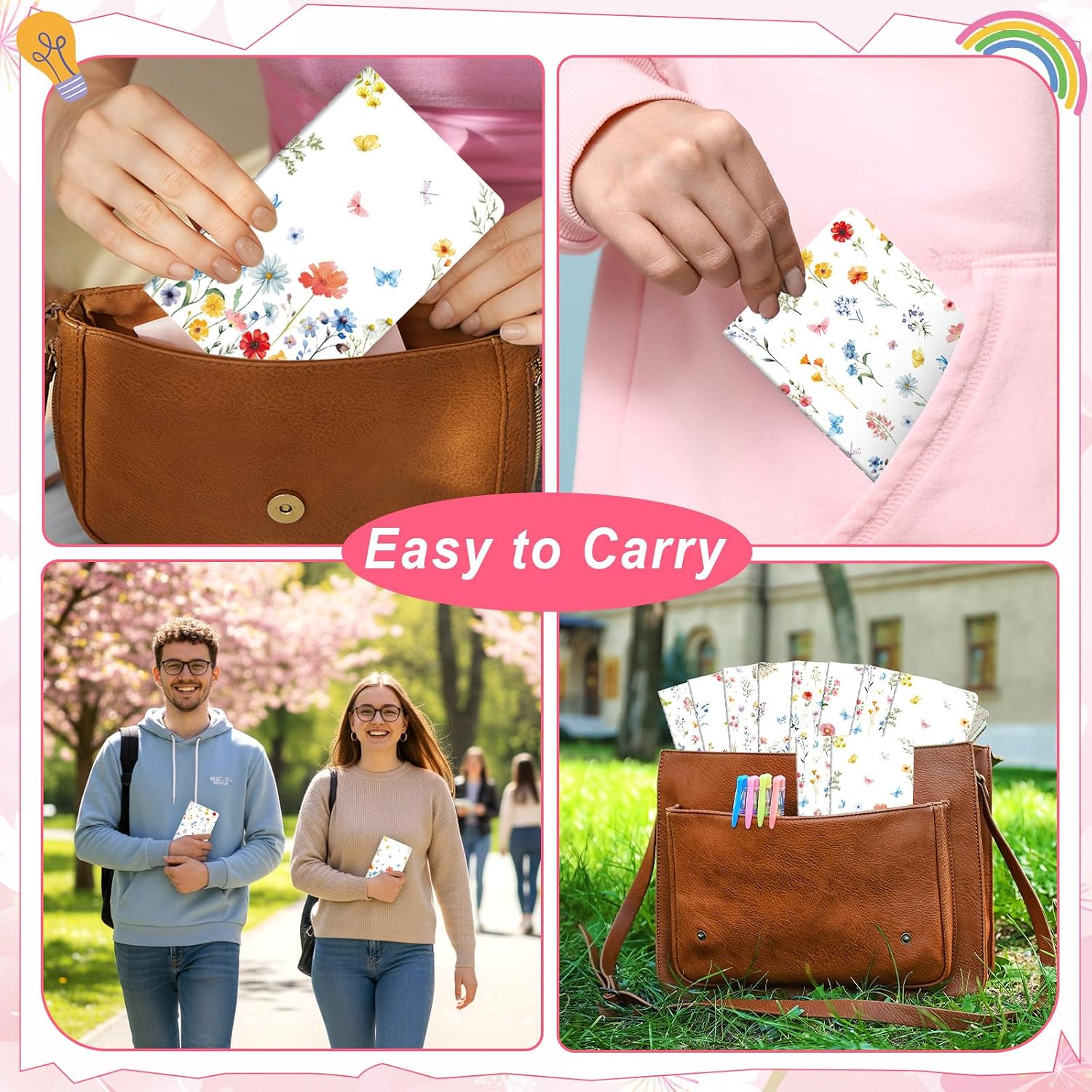Floral Small Notebooks Bulk Wildflowers Small Journals Pocket Notepad Cute Aesthetic Flower Mini Notebook Memo Pads for Students Teacher Work Home School Office Travel 5x3 Inch 48 Pack
