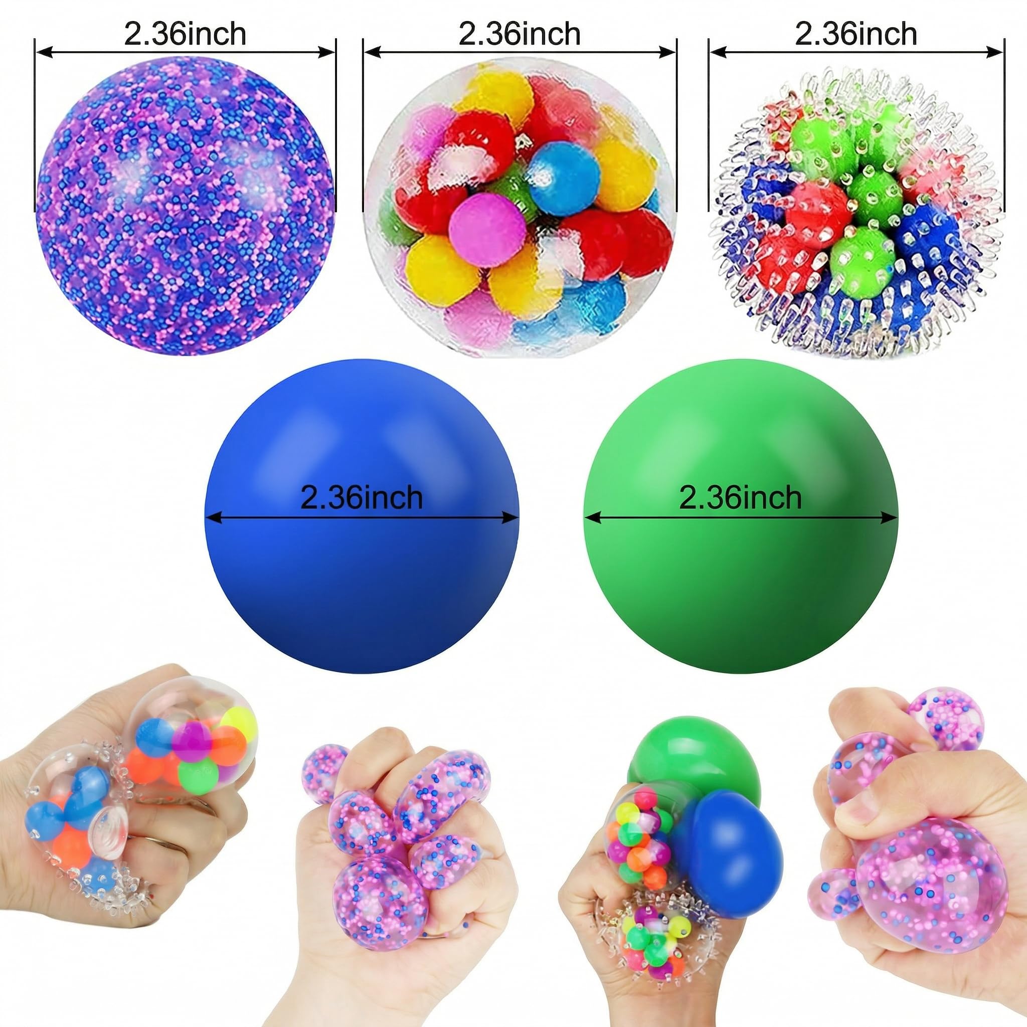 Squishy Stress Balls - 5 Pack for Stress Relief -5