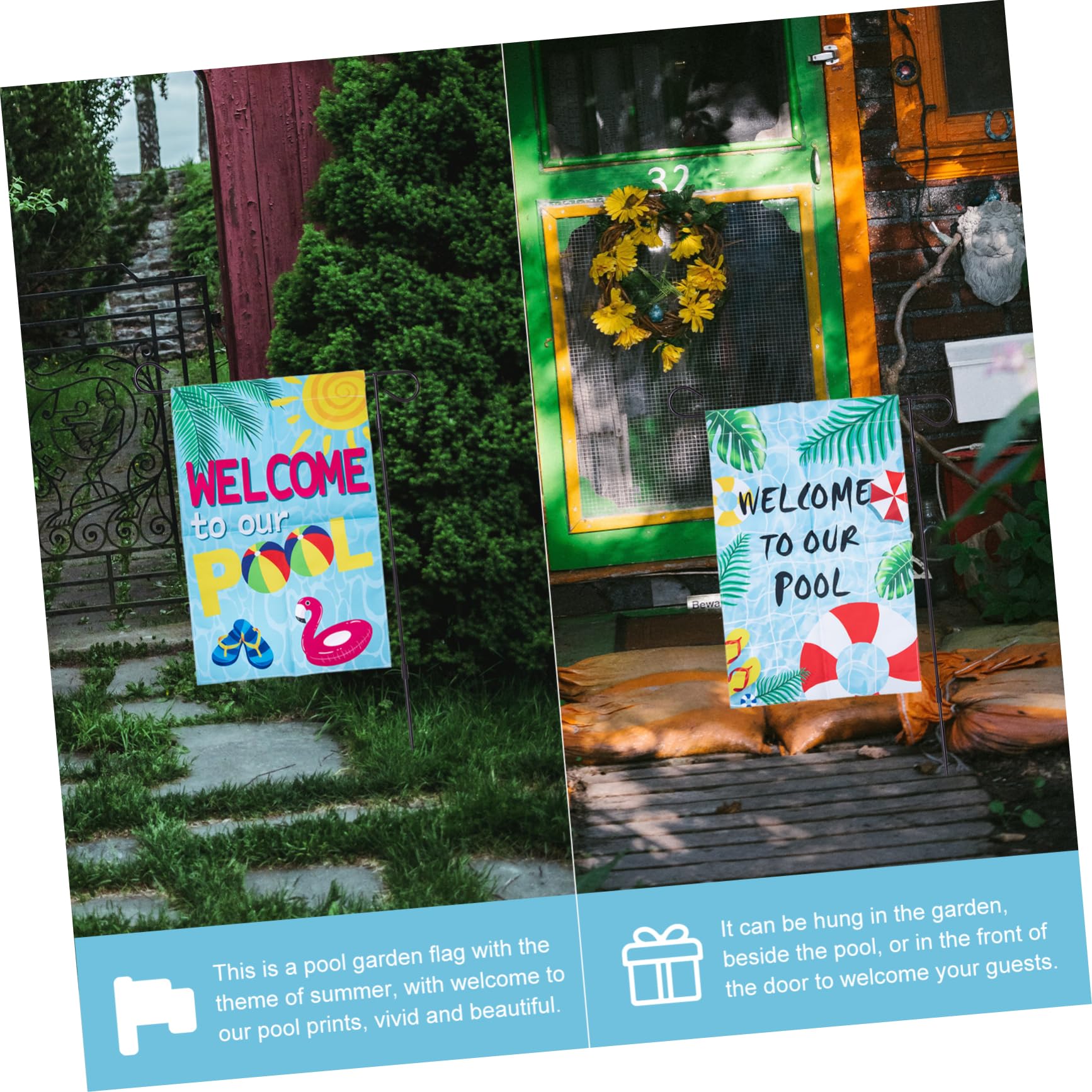 Toyvian 5 Sätze Gartenflaggen Für Pool Sommerliche Willkommensflagge Doppelseitige Dekoration Für Garten Terrasse Und Poolbereich Langlebig Und Farbecht 2 Stücke * 5