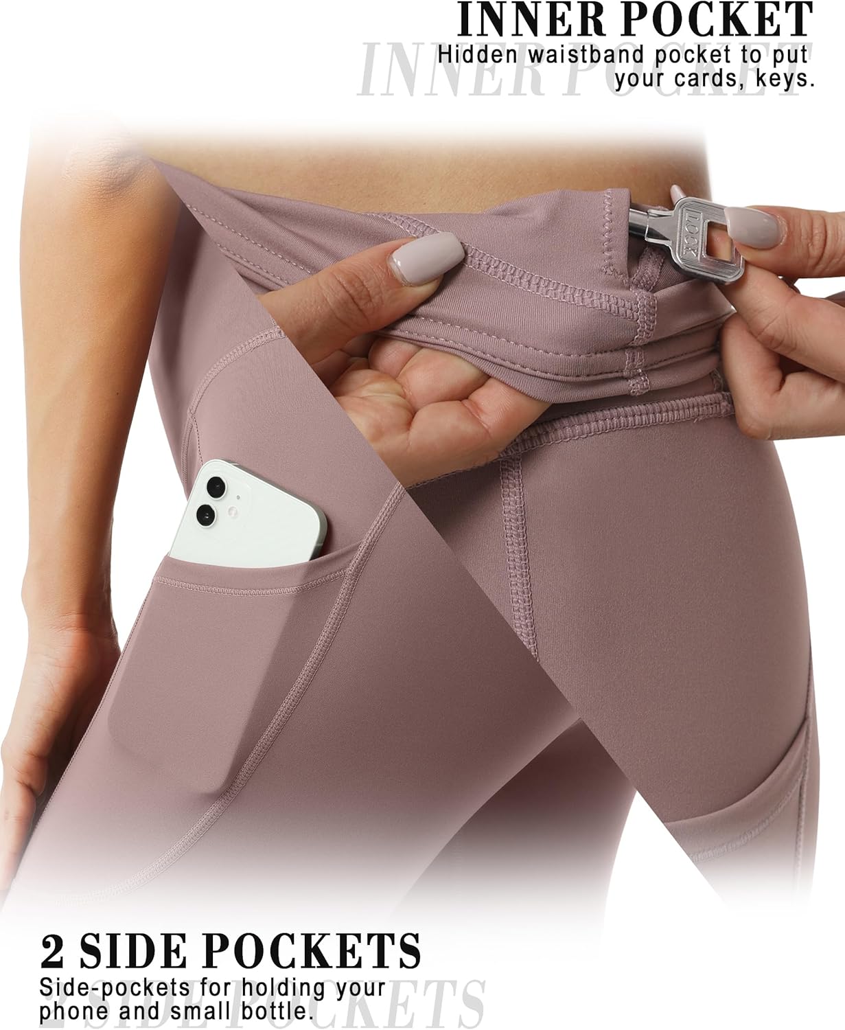Desol 25”/28” Yoga Leggings with Pockets for Women, High Waisted Workout Pants, Tummy Control Butt Lifting - Image 3