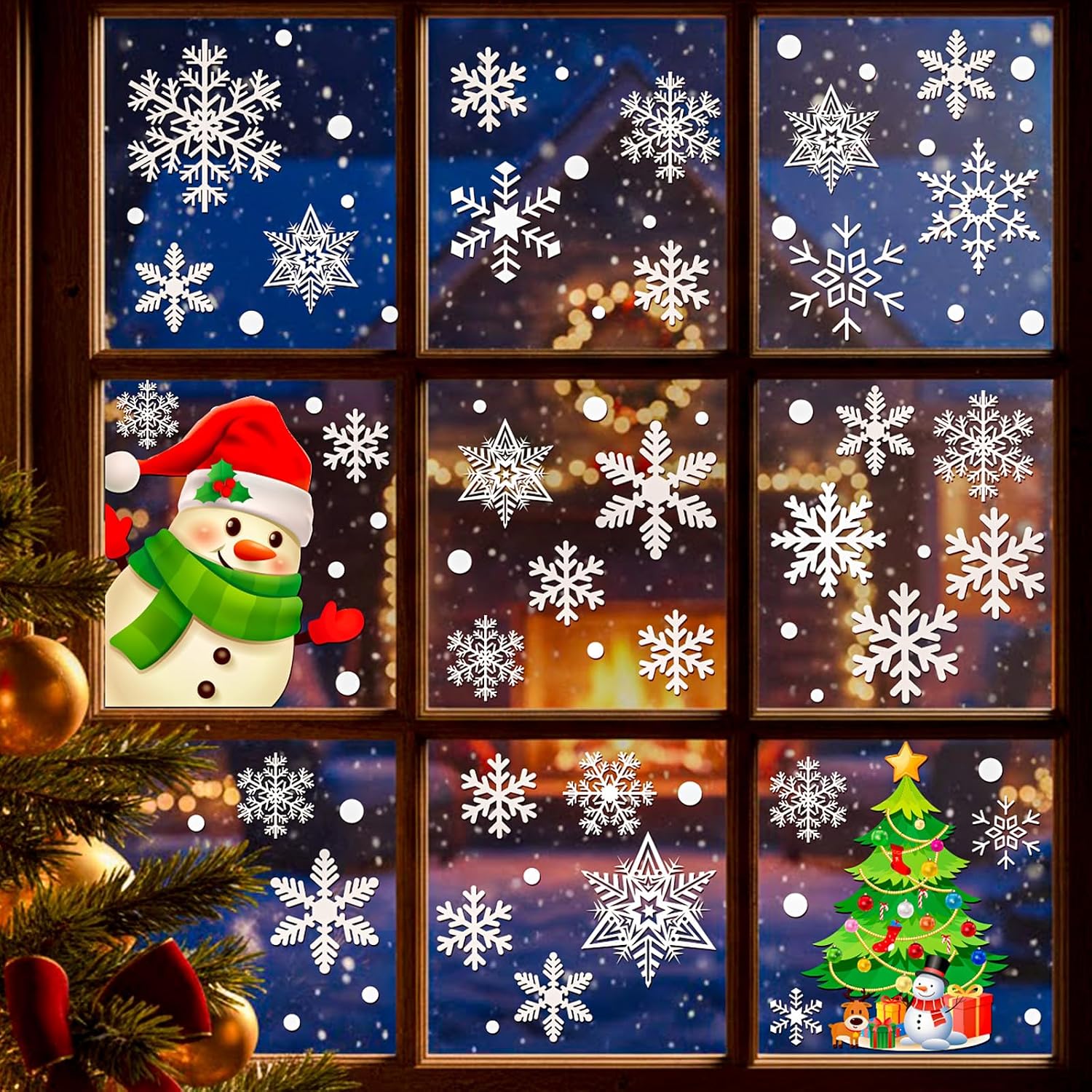 449PCS+ Christmas White Snowflakes Window Clings Decal Stickers Ornaments for Winter New Year Xmas Party Supplies Frozen Wonderland Decorations (10 Sheets) image 2
