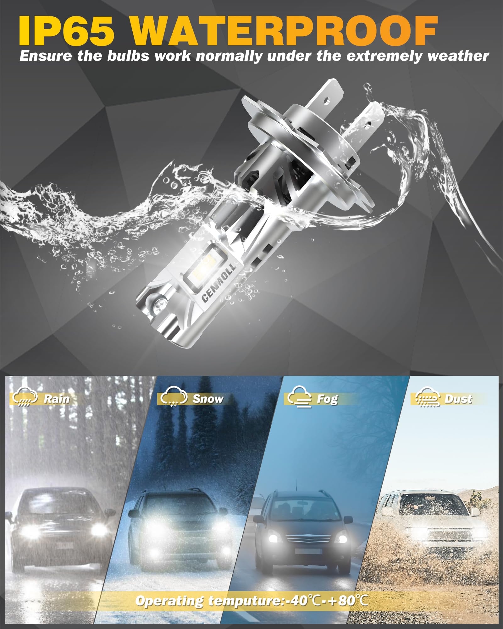 Ampoule H7 Led Voiture, 100 W, 30 000 Lm, 6 000 K (Blanc Froid), 500% Plus Lumineuse, Aucun Adaptateur NéCessaire, Conception 1:1 Ampoule Led H7 Voiture Plug & Play, Lot De 2