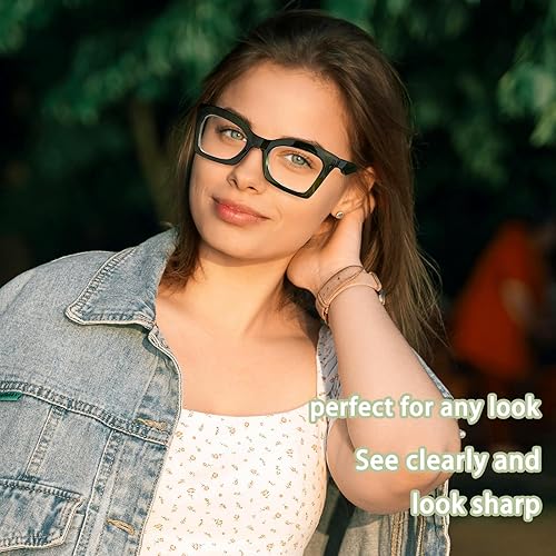 Miniatura 5 de AQWANO Gafas de lectura de computadora de gran tamaño para mujer, bloqueo de luz azul, diseño de ojo de gato, con bisagra de resorte, verde oscuro,