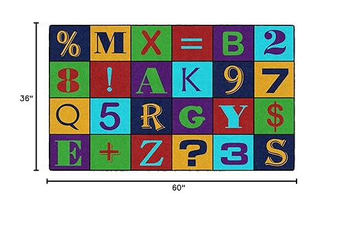 Miniatura 2 de Flagship Carpets Alfombra educativa con números del alfabeto Jumble para aula infantil o área de aprendizaje en casa, alfombra de habitación de los
