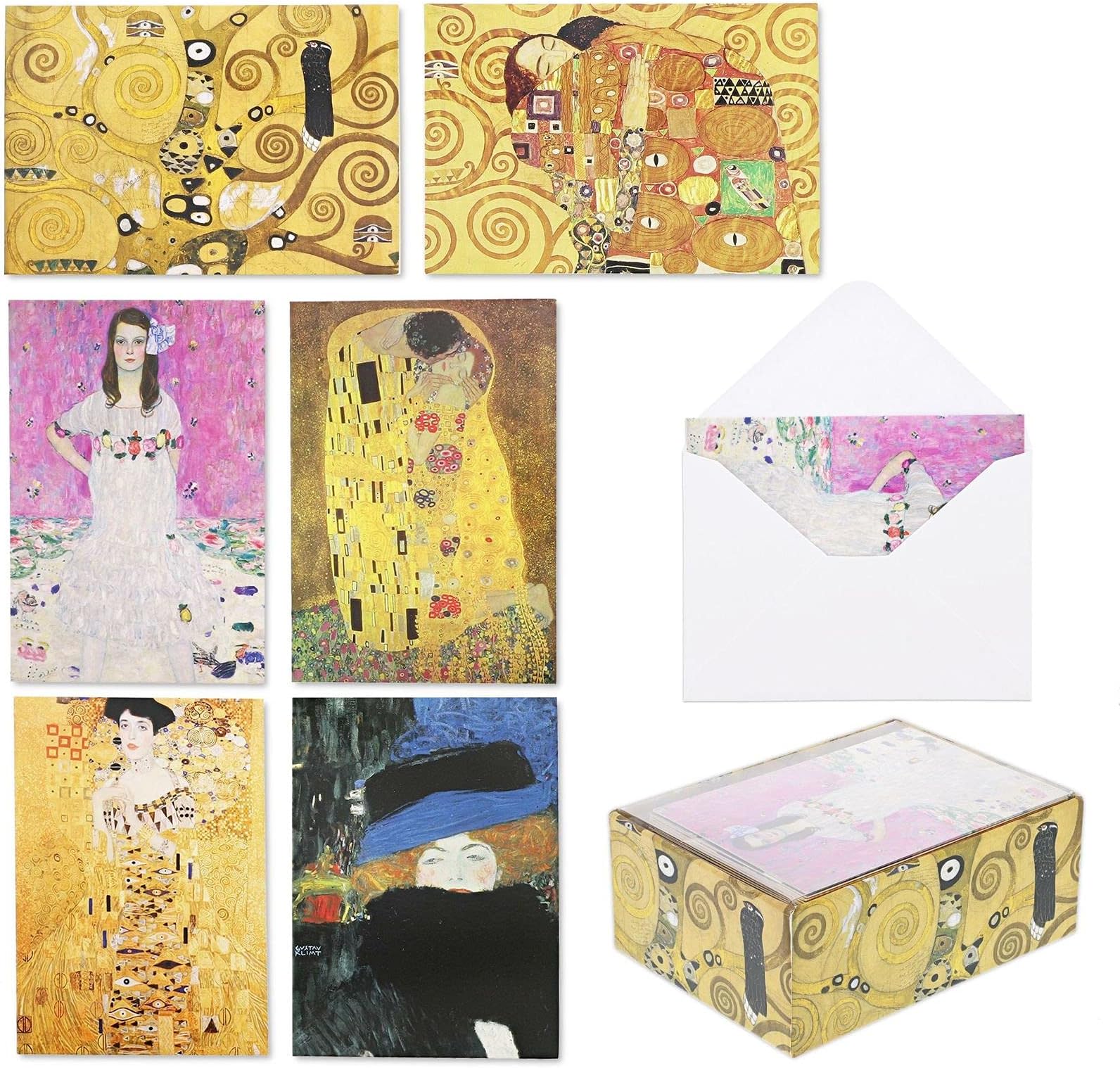 Gustav Klimt Greeting Cards with Envelopes Boxed Set, Blank (3.5x5 In, 36 Pack)