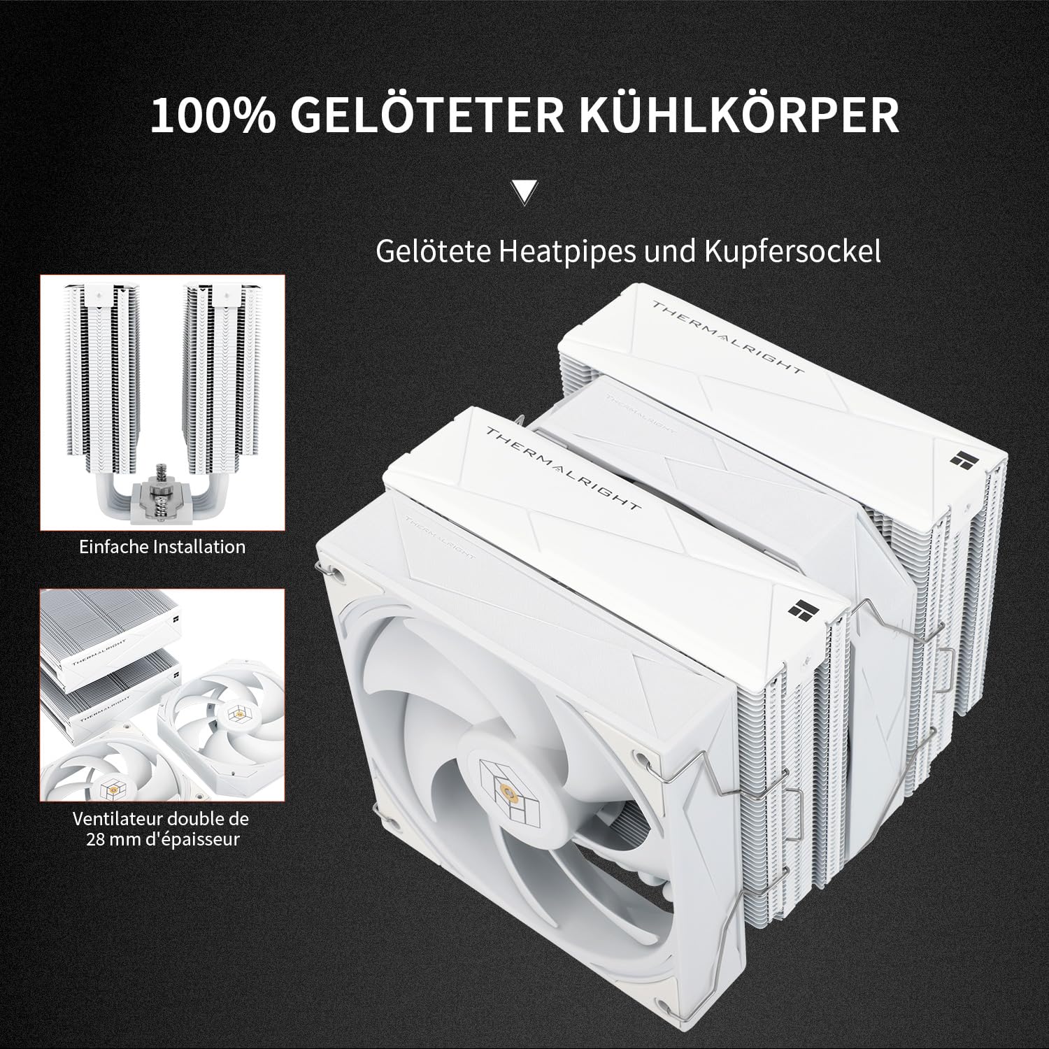 Thermalright Royal Pretor 130 White wentylator chłodzący CPU, z podwójną wieżą, 6 radiatorów procesora, wentylator Dual PWM, wysokowydajny wentylator PC, do AM4/AM5; Intel 1851/1700/1150/1151/1200