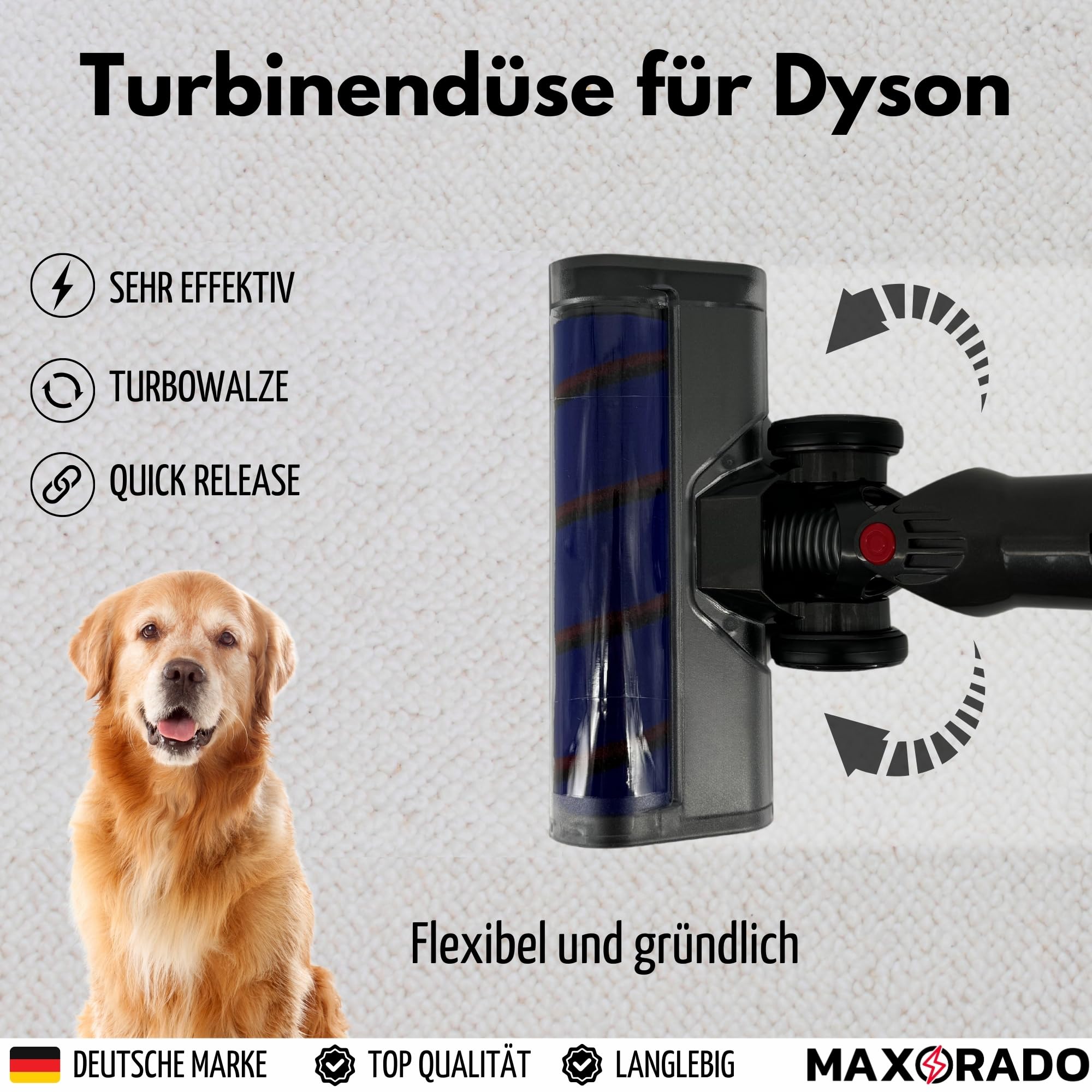 Softroller Turbobürste Staubsauger Düse Turbodüse für Dyson V7 V8 V11 V15 Absolute Serie Turbo Bürste Staubsaugerdüse Bodendüse