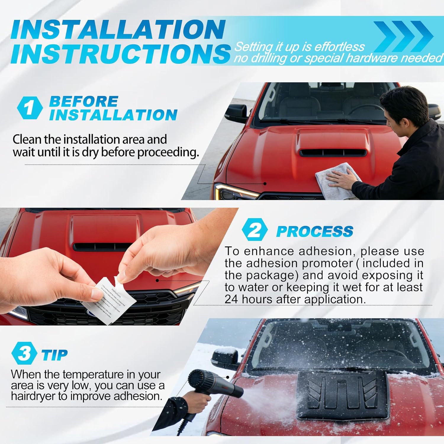 Dermon Hood Scoop for 2022-2025 Ford Maverick Hood Air Intake Bonnet Scoop Vent Cover ABS Matte Gray