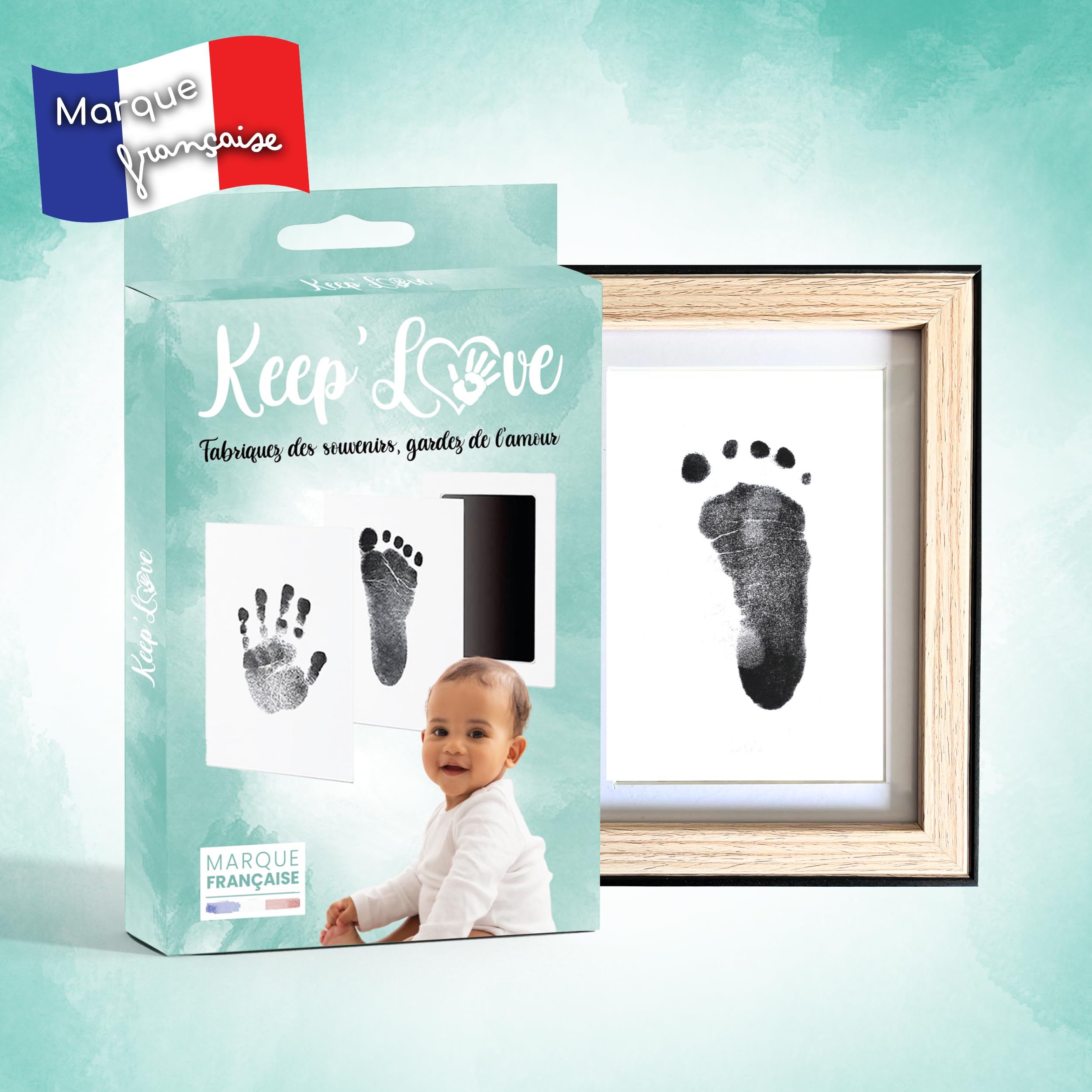 Kit Empreintes Mains/Pieds Bébé Avec Cadre à Lettres En Feutre | Tampon Propre, Souvenir Nouveau-né