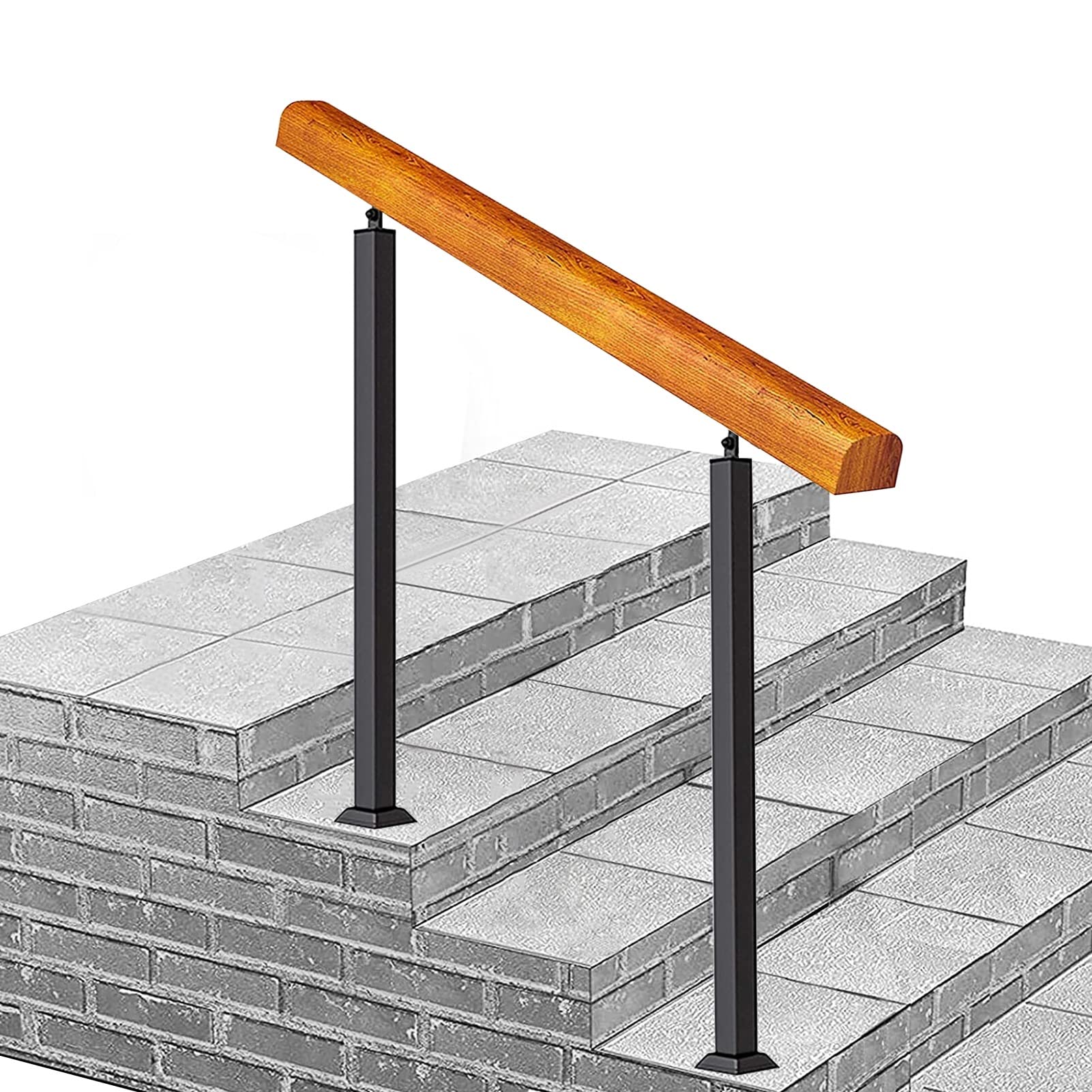 Tige de support de sécurité en bois et fer forgé pour éviter les chutes