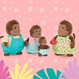 Li\'l Woodzeez - The O\'Funnigan Monkey Family - Set of 4 Collectible Posable Figures with Storybook for Imaginative Pretend Play - Fun Toy for 3+ Years