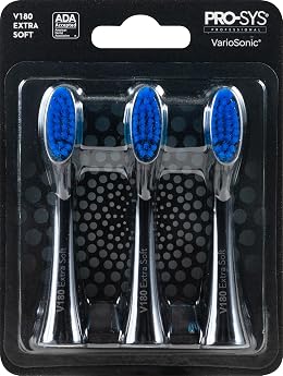 PRO-SYS® Black VarioSonic® Electric Toothbrush Replacement Heads (V180 Extra Soft), Burst Brush Head, Pack of 3