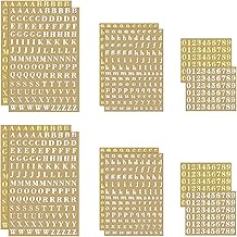 Alphabet Stickers 0.1 inch (3 mm) 12 Sheets Metal Stickers Waterproof DIY Nail Stickers Alphabet Glitter Numbers English Letters Handmade Notebook Paste Phone Decoration Schedule Stickers Self Adhesive DIY Handmade Collage Material (0.1 - 12 Sheets (Gold 