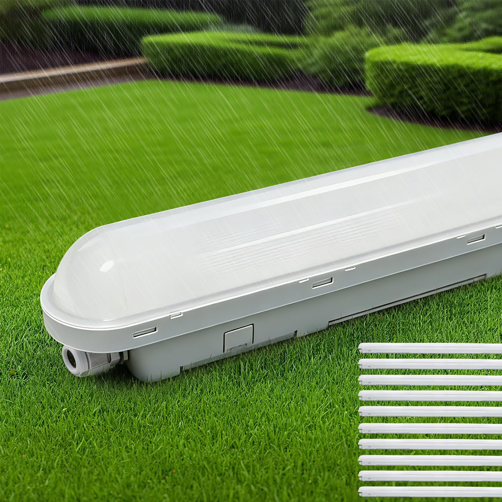 TONFFI 5 Stück LED Feuchtraumleuchte 150cm, 60W IP65 Feuchtraumlampe [7500LM, 6000K Kaltweiß] - Verknüpfbare Wannenleuchte für Bad, Keller, Garage, Werkstatt, Büro | Verbesserte Version