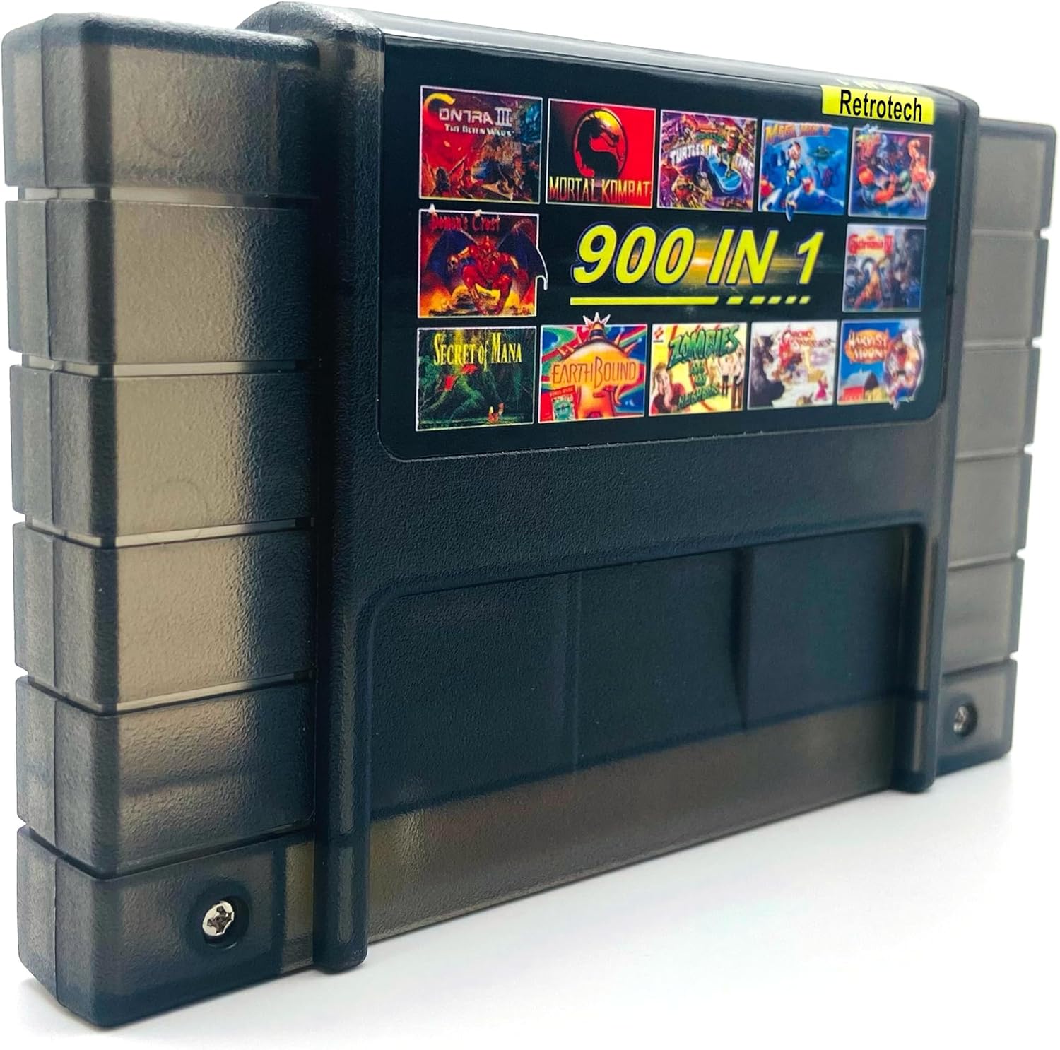 Retrotech 900 in 1 Multi-Game Game Cartridge for SNES 16-Bit Game Console, Black Transparent - Includes Retrotech Printed Instructions - Image 3