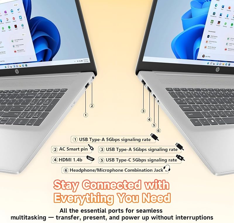 HP 17.3" Touch Laptop Computer, Intel 8-Cores i3 Processor, 16GB RAM, 512GB SSD, Ideal Laptop for Business & Students, AI Copilot, Lifetime Office 365, Windows 11 Home image 6