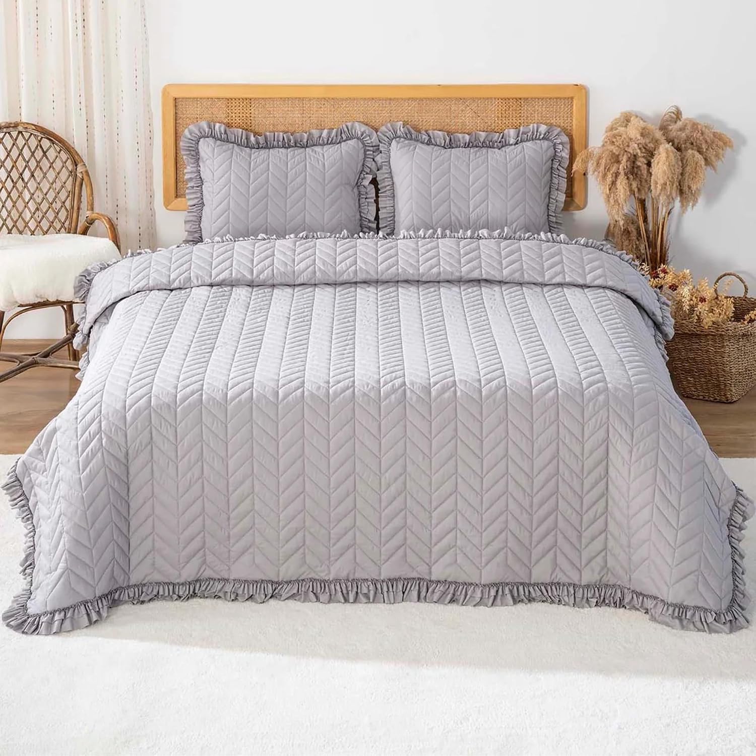 3-Piece Comforter Bedding Set | Floral Design Wellsoft Polyester Comforter with Cotton Duvet Back | Soft & Cozy Quilt Set for Bed | Daily Use Bedding Set