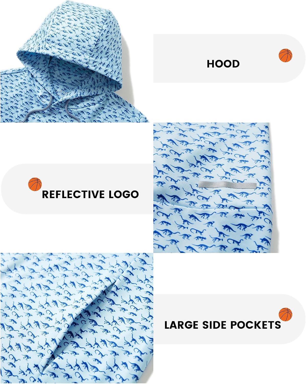 M MAELREG Hoodies Golf Fleece Print Performance Dry Fit Lightweight Athletic Casual Pockets Hooded Pullover Sweatshirts