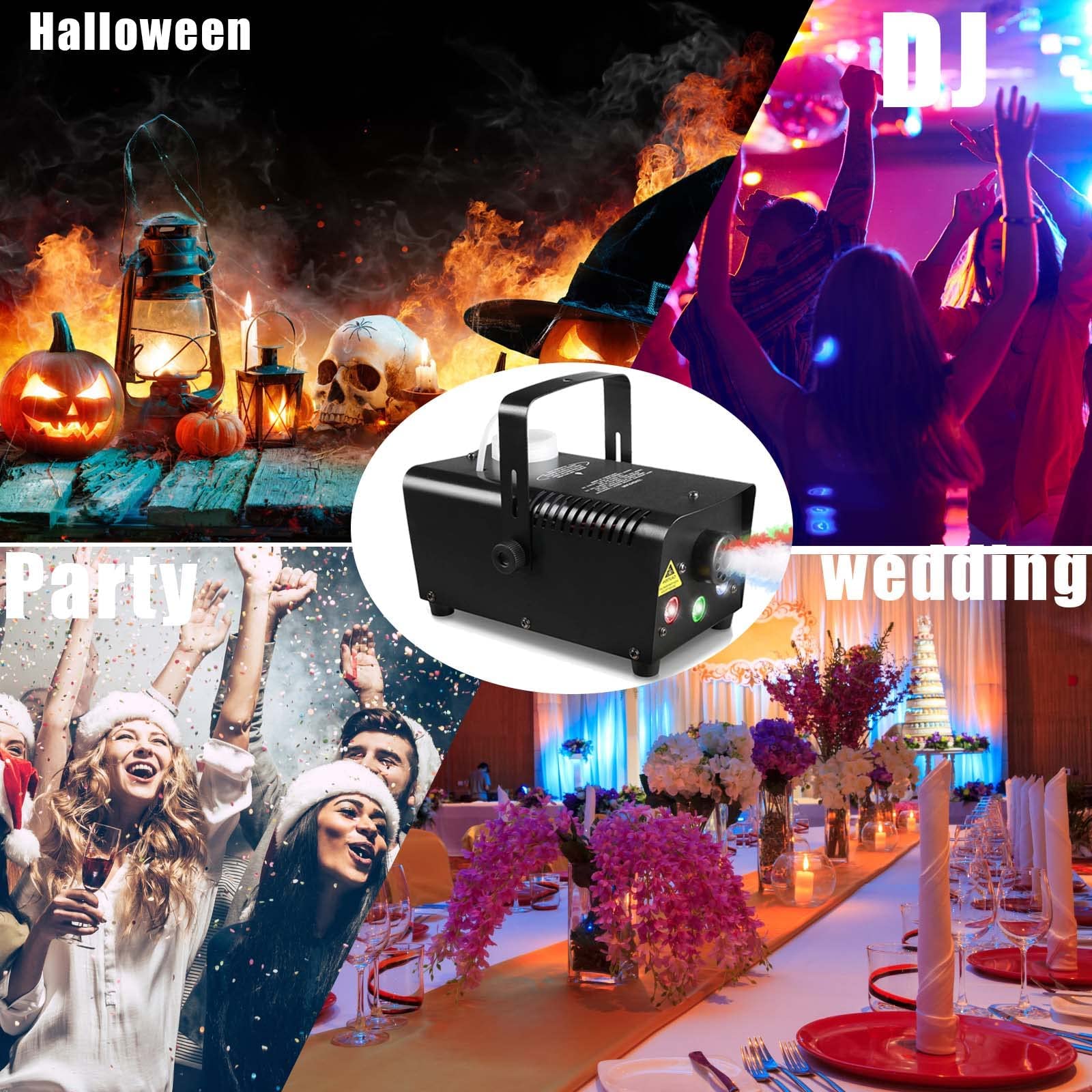 Machine à Fumée Mini 500W Avec Télécommande - Effets Fumée DJ Pour Fêtes, Mariages, Halloween - Brouillard Non Toxique - 300ml
