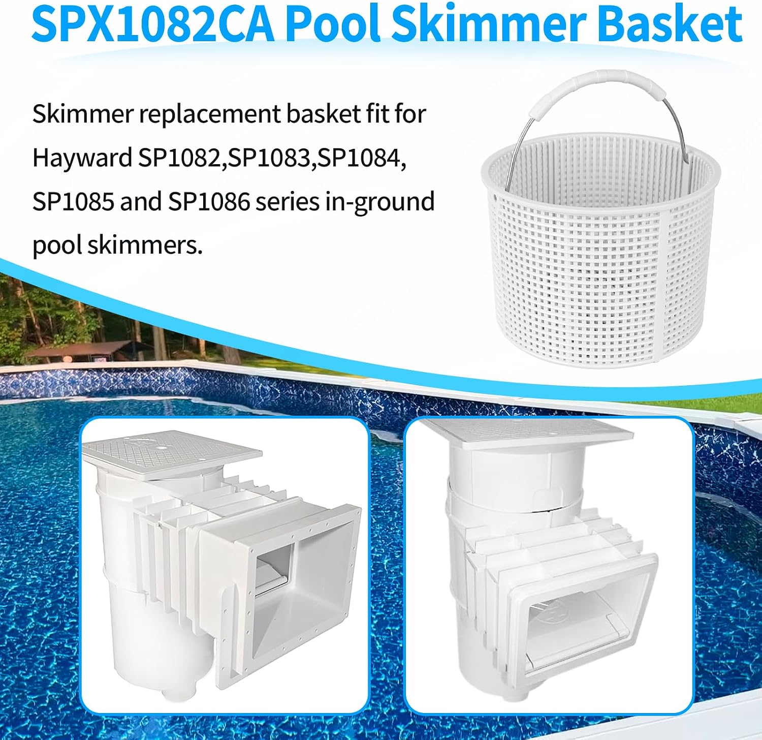 Pool Skimmer Basket Replacement for Hayward SPX1082CA & Aladdin B-152-7 Inch Heavy Duty Nylon Skimmer Basket | Fits Models SP1082, SP1083, SP1084, SP1085, SP1086, SP1075, 1075T, 1077 Series