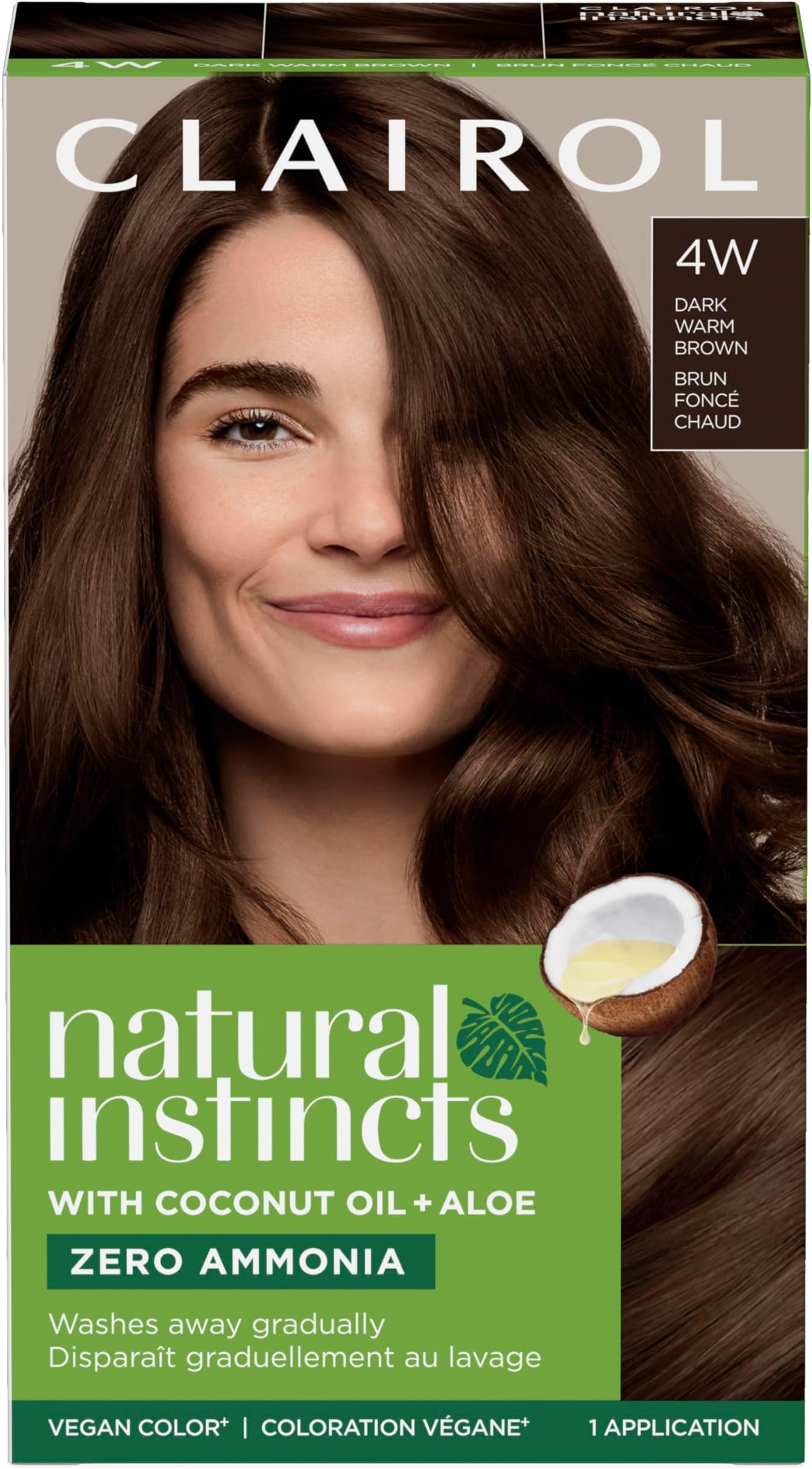 Clairol Natural Instincts Demi-Permanent Hair Dye, 4W Dark Warm Brown Hair Color, Pack of 1