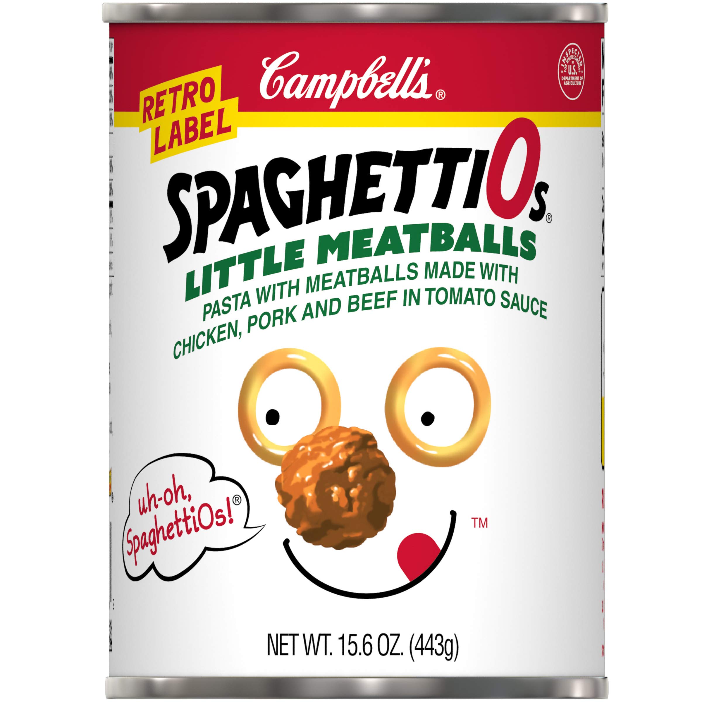 SpaghettiOs Throwback Label Pasta with Meatballs, 15.6 Oz, Pack of 12