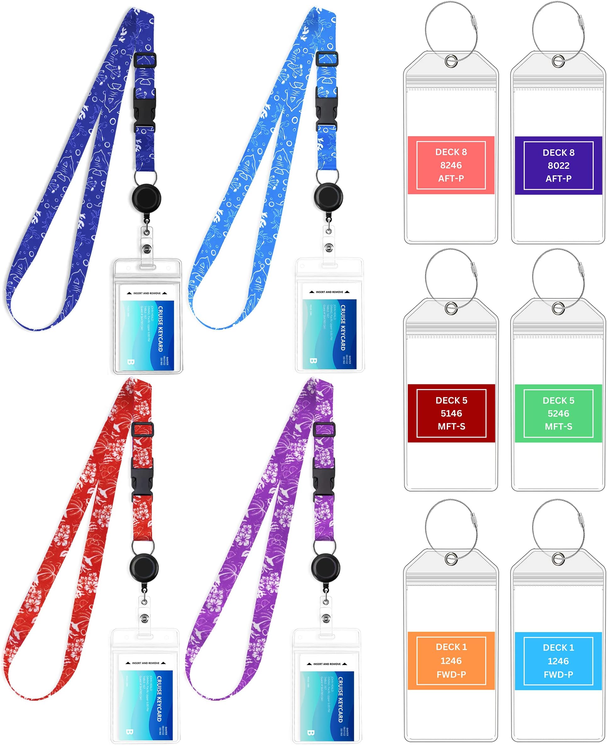 GreatShield Cruise Luggage Tag Holder (8 Pack) + ID Holder