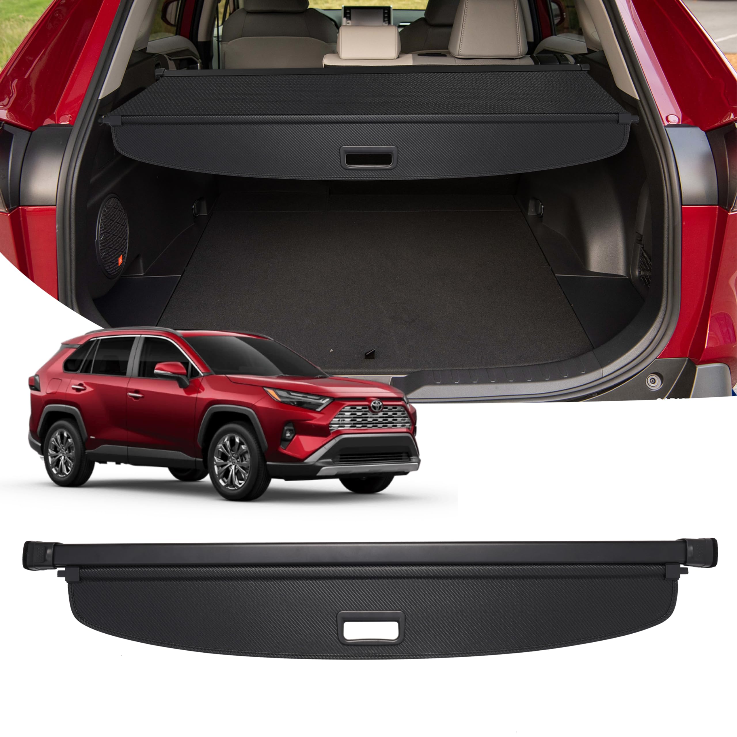 Powerty Cargo Cover for 2019-2024 2025 Toyota RAV4 Accessories Trunk Cover Retractable Trunk Shielding Shade Cargo Luggage Cover No Gap
