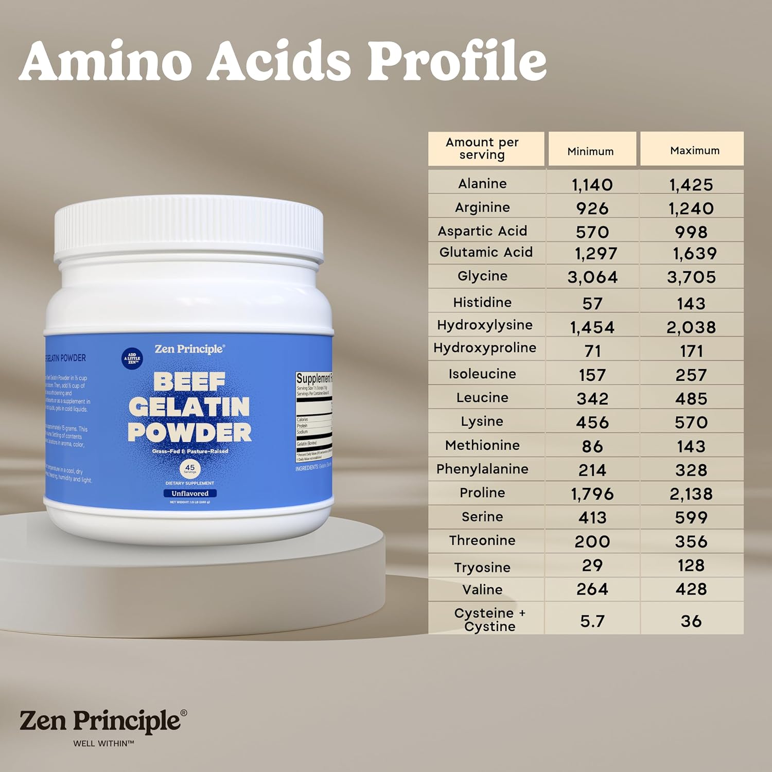 Zen Principle Grass-Fed Gelatin Powder, 1.5 lb. Custom Anti-Aging Protein for Healthy Hair, Skin, Joints & Nails. Paleo and Keto Friendly. Cooking and Baking. GMO-Free and Gluten-Free. Unflavored. - Image 5