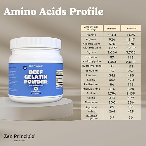 Miniatura 5 de Zen Principle Grass-Fed Gelatin Powder, 1.5 lb. Custom Anti-Aging Protein for Healthy Hair, Skin, Joints & Nails. Paleo and Keto Friendly. Cooking