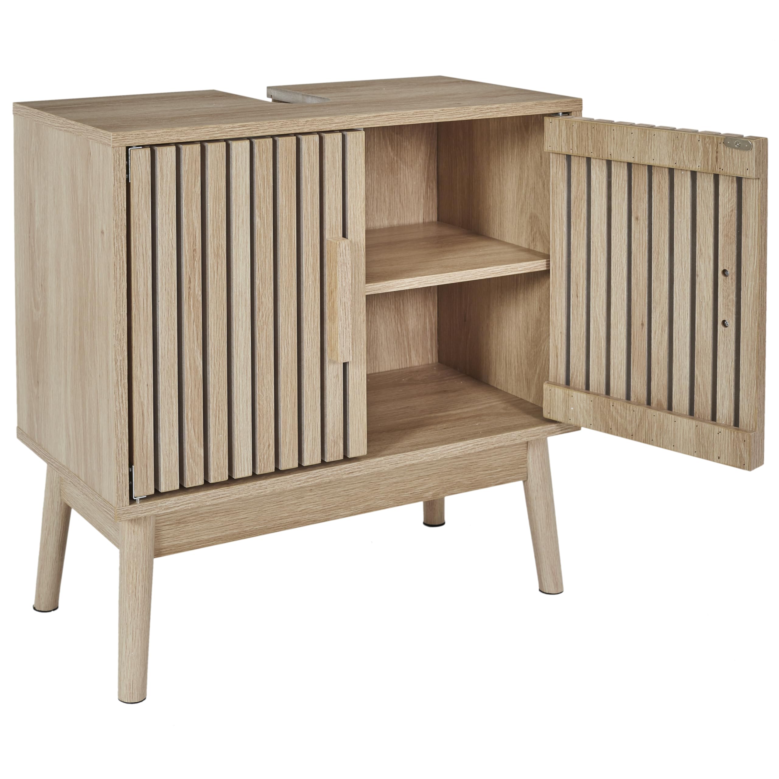 HOME DECO FACTORY Kartoffelstampfer aus Edelstahl Ergonomischer Griff Silber | Waschtischunterschrank aus Holz, Kollektion Klaus, Badezimmerfarbe Natural Crush, 60 x 70 cm, braun