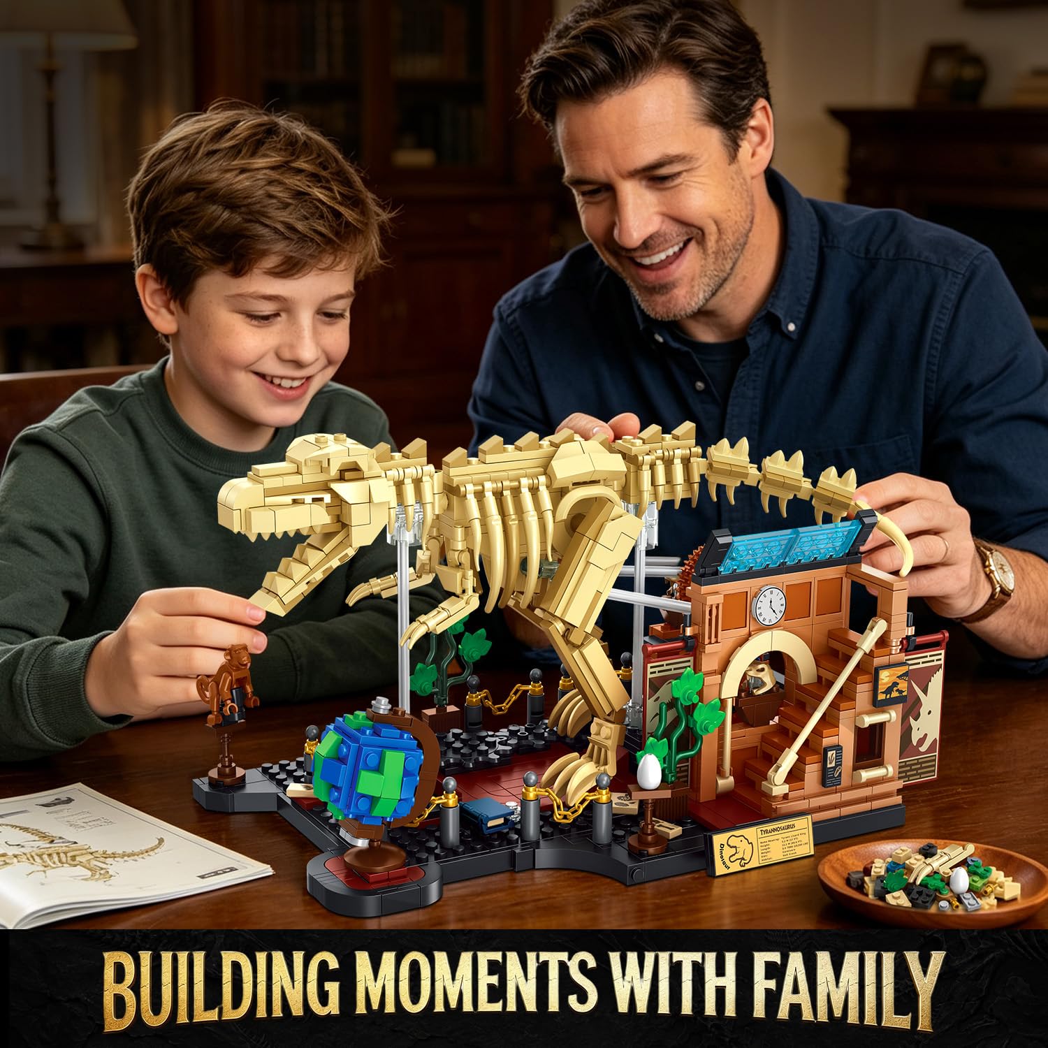 INSOON Juego de construcción mecánico de esqueleto de dinosaurio T-Rex, 927 piezas, modelo de exhibición de museo fósil tiranosaurio Rex, bloques de construcción móviles para decoración de oficina en