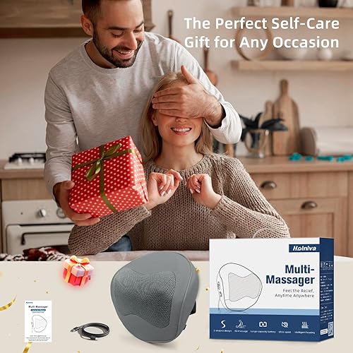 Miniatura 7 de Shiatsu - Masajeador de espalda y cuello con calor, almohada de masaje 4D de tejido profundo para aliviar el dolor, masajeador eléctrico de hombros