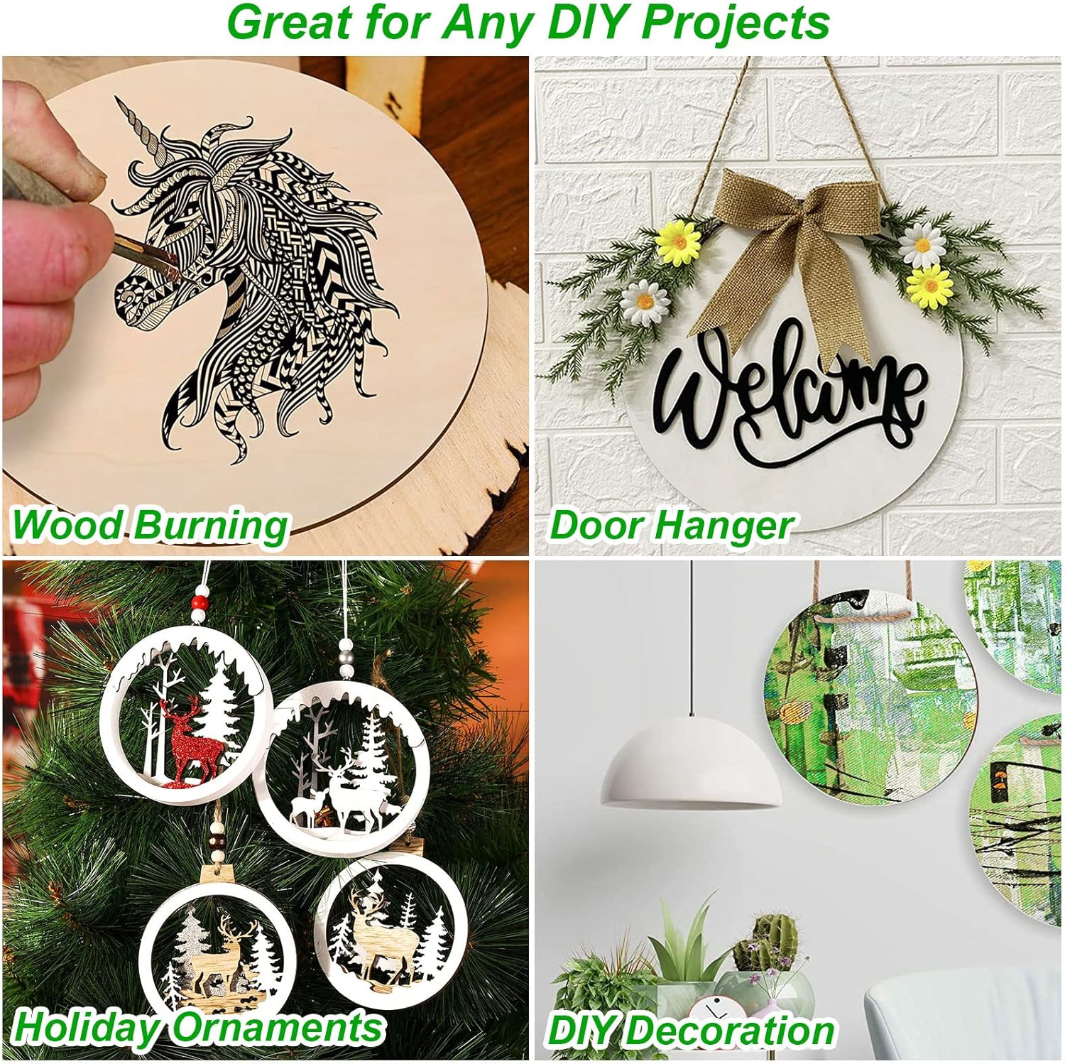 24 Pack 12 Inch Wood Rounds Unfinished Basswood Plywood Wooden Sheets Blank Wood Circle for Crafts Painting School Projects Door Hanger Wood Burning