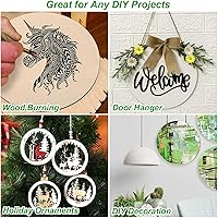 Vista 5 de Paquete de 24 hojas redondas de madera de tilo sin terminar de 12 pulgadas, hojas de madera contrachapada de madera en blanco para manualidades