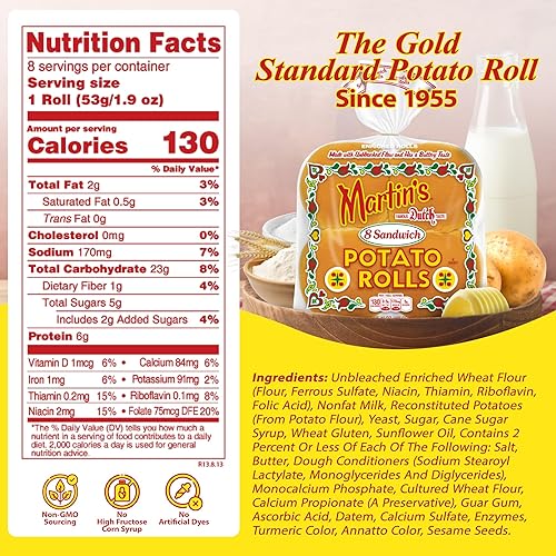 Miniatura 2 de Martins - Rollos de patata sándwich  Bollos de hamburguesa sin OMG de 3.5 pulgadas, perfectos para hamburguesas y hamburguesas de pollo, dorados,